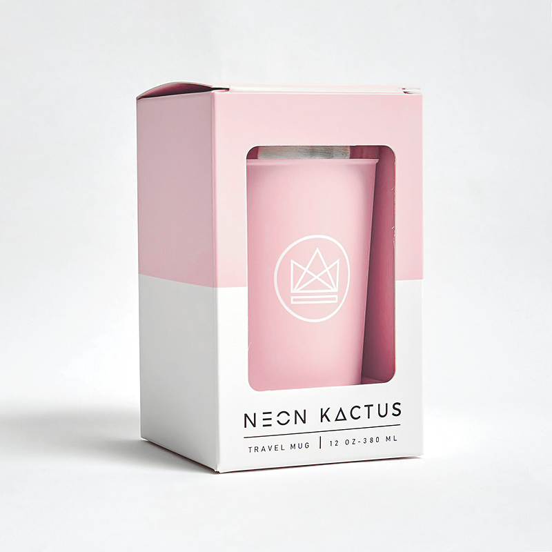 Designový termohrnek, 350 ml, Neon Kactus, růžový