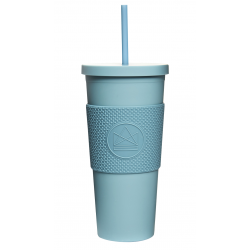 Pohár na pití s brčkem, 625 ml, Kactus, modrý