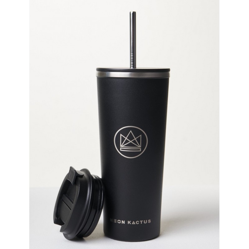 Designový nerez pohár, 710 ml, Neon Kactus, černý