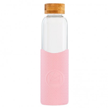 Skleněná láhev na vodu 550 ml, Neon Kactus, růžová