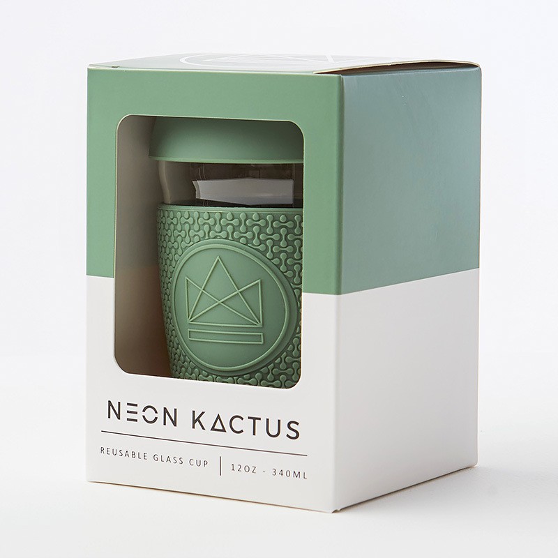 Skleněný hrnek na kávu 340 ml, Neon Kactus, zelený