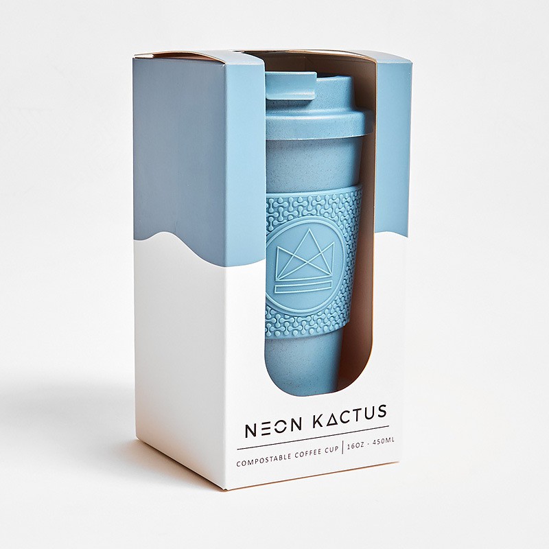 Ekologický termohrnek 450 ml, Neon Kactus, modrý