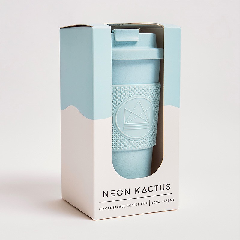 Ekologický termohrnek 450 ml, Neon Kactus, sv. modrý