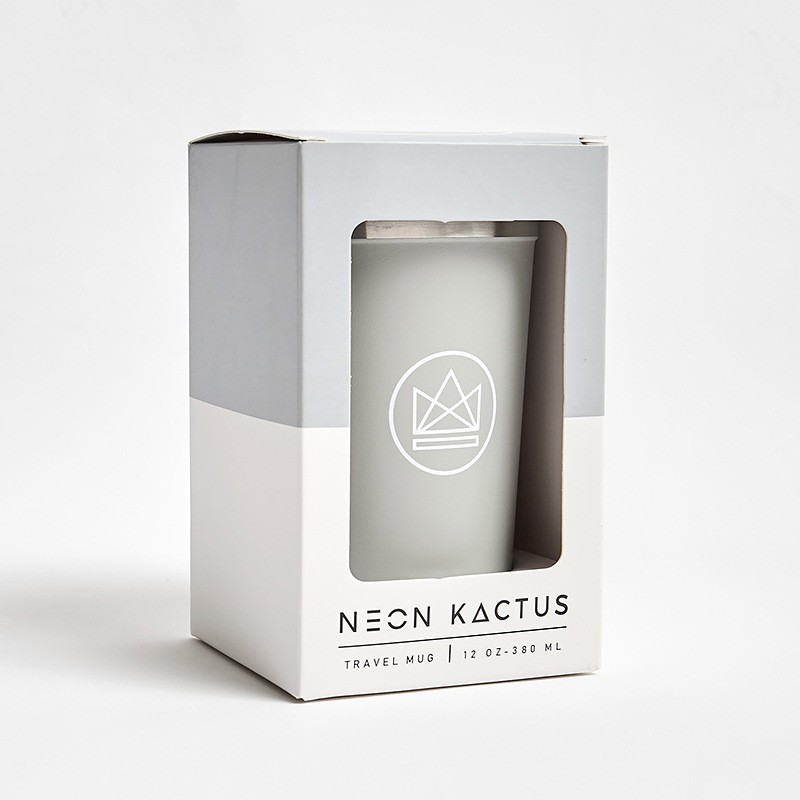 Designový termohrnek, 380ml, Neon Kactus, šedý