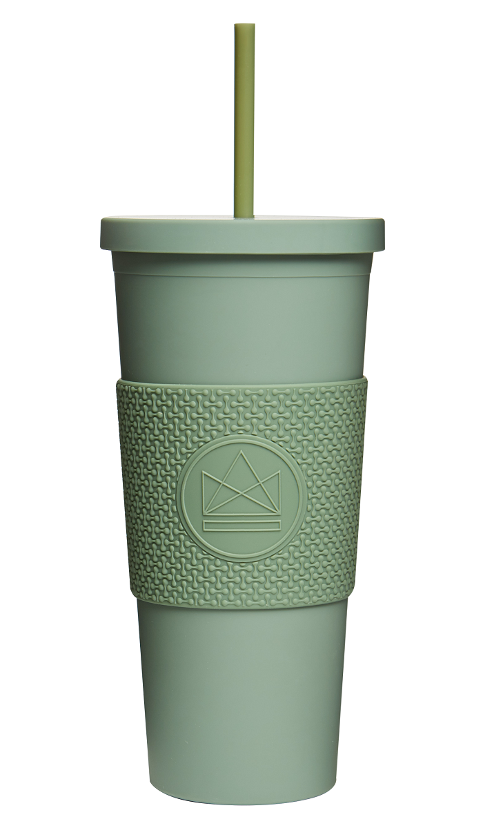 Pohár na pití s brčkem, 625ml, Neon Kactus, zelený