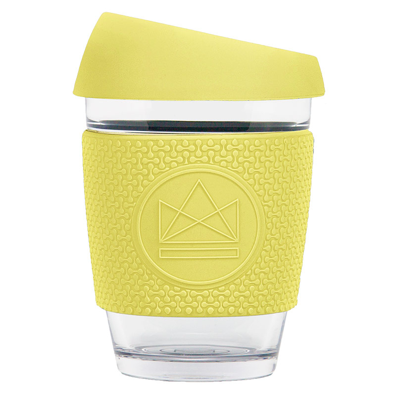 Levně Skleněný hrnek na kávu, 340ml, Neon Kactus, žlutý