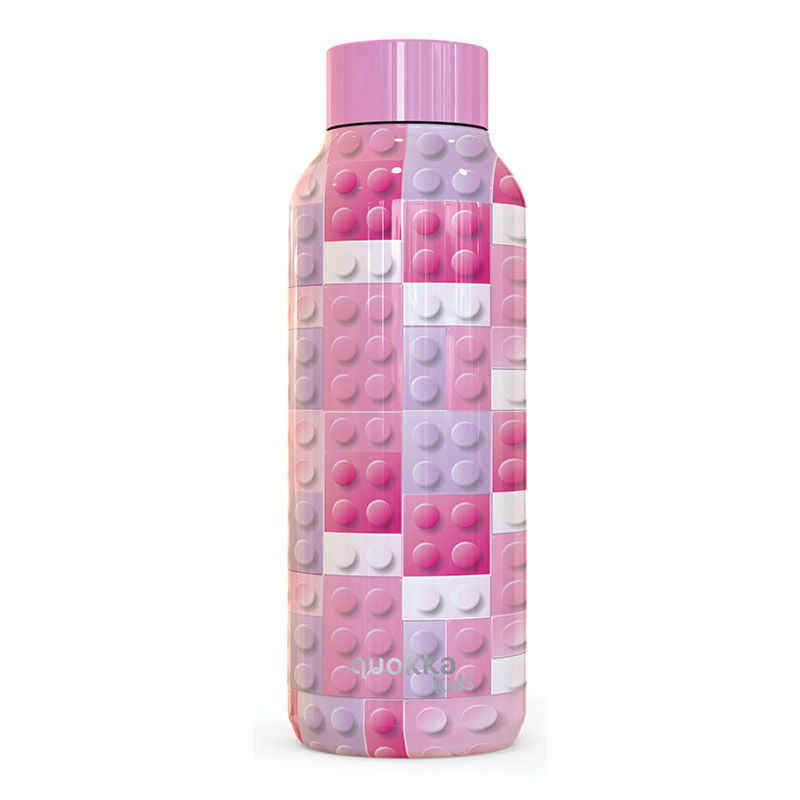 Nerezová láhev Solid Kids, 510 ml, Quokka, pink bricks